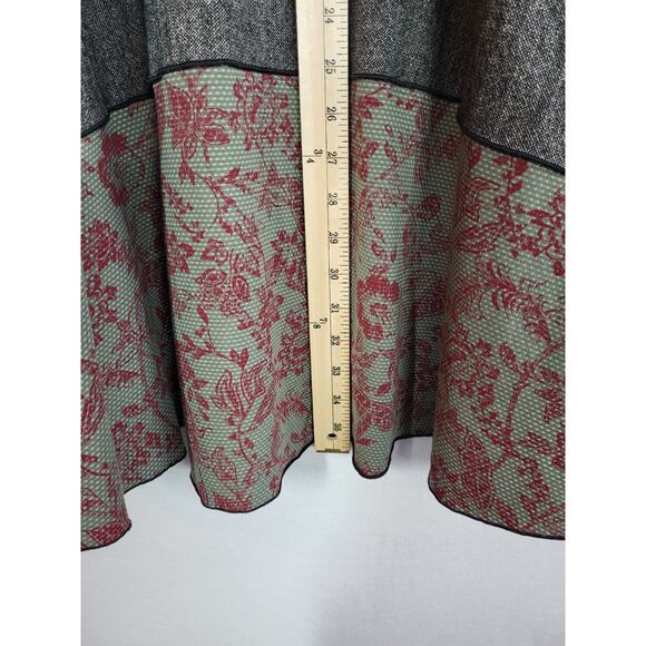 VTG Patchwork Open Front Artsy Cardigan Gray Large Waterfall Open Front USA Made - Picture 10 of 13